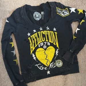 Distressed Affliction sweatshirts!